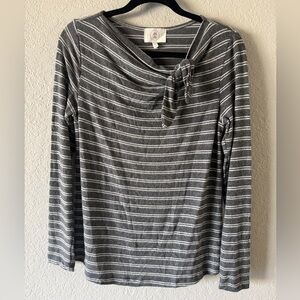 NWT Anthropologie Ella Mare Super Soft Gray Stripe Long Sleeve Sweater Size M